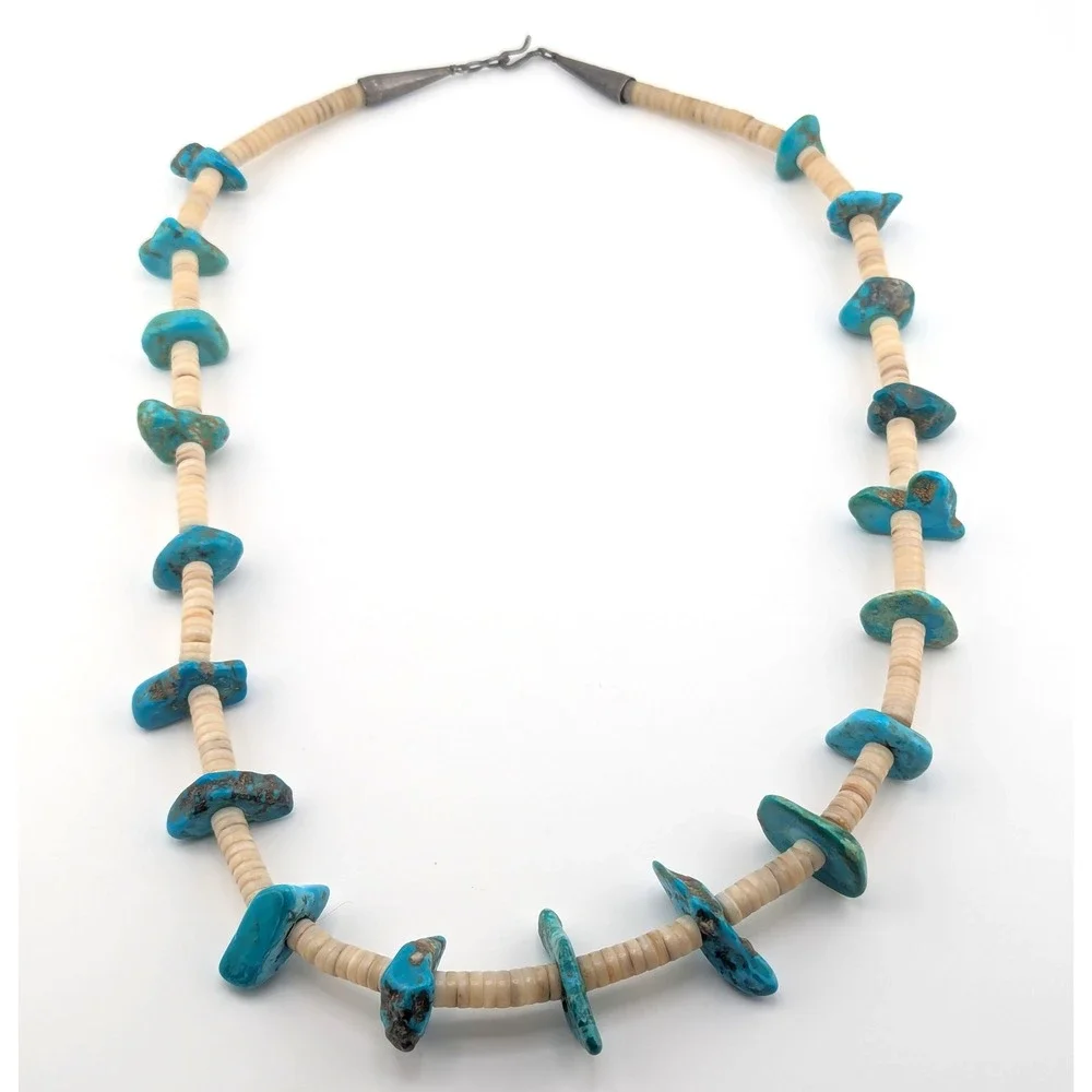 Vintage Native American Handmade Turquoise Necklace‎ Handmade Navajo Jewelry **